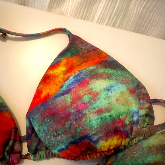 Mia Marcelle bikini, triangle top & ruched back tie-side bottom Sz M - Picture 5 of 5